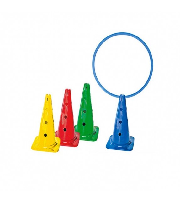 4 cônes 50cm avec trous 4 couleurs