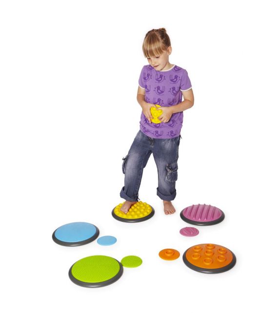 Set de 10 disques tactiles avec différentes textures et couleurs