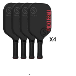 Raquettes Pickleball fibre de verre - lot de 4