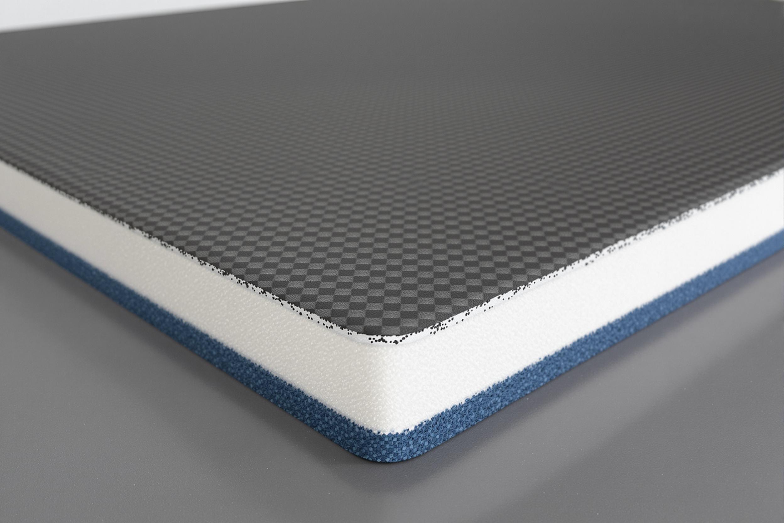 Texture et coupe d'un tapis pilates 10mm haute densité